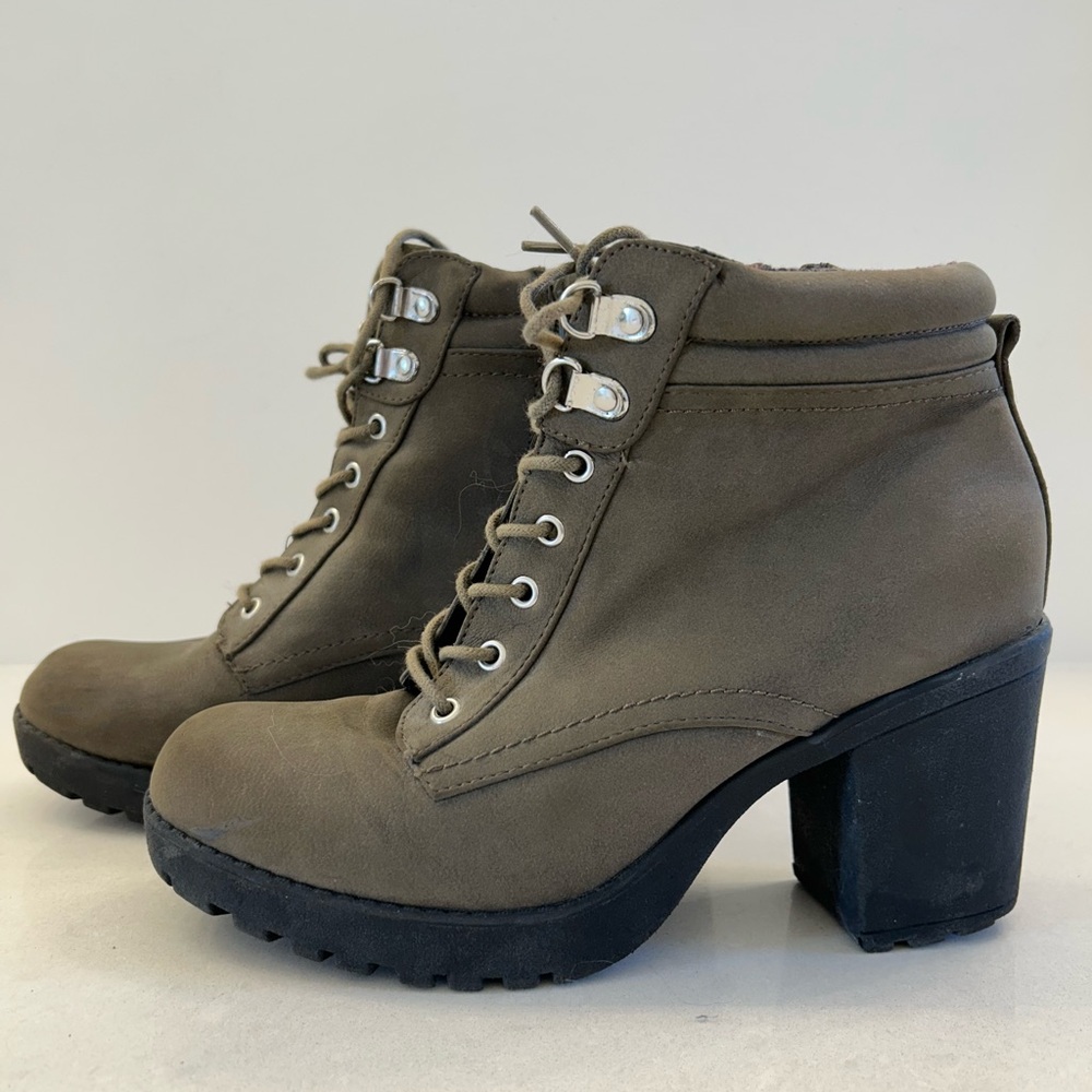 Call It Spring Taupe Lace Up Boots